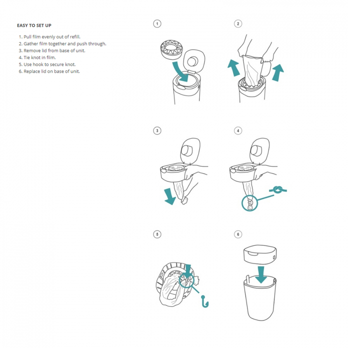 Set cos pentru depozitare scutece si 6 rezerve Tommee Tippee Sangenic Twist & Click 510044, Alb [6]