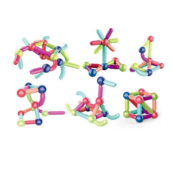 Set de constructie, cu 36 piese magnetice, de tip STEM pentru inginerie 2D si 3D, RCO WW2006, Multicolor [2]