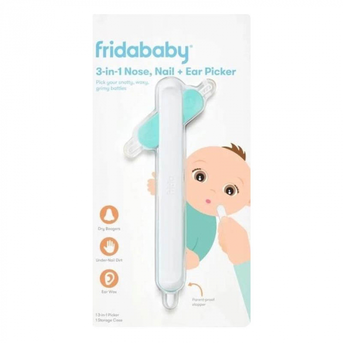 Instrument 3 in 1 pentru curatat nasul, unghiile si urechile pentru bebelusi Frida Baby 220348, Alb [3]