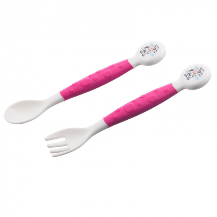 Set 2 tacamuri lingurita si furculita Canpol Babies 5/580, Roz [2]
