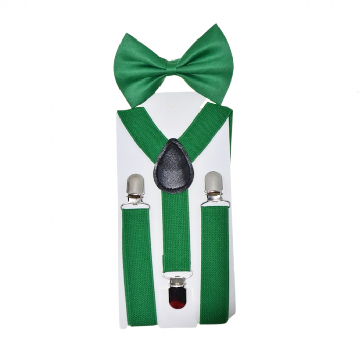 Set doua piese bretele si papion pentru baieti Mini Junior MJPB-01, Verde [1]