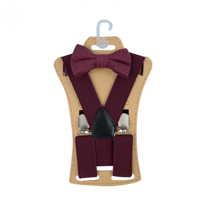 Set doua piese bretele si papion pentru baieti Topgal 090215E, Visiniu [1]