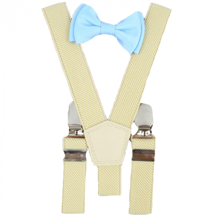 Set doua piese bretele si papion pentru baieti Topgal 090215L, Crem [1]