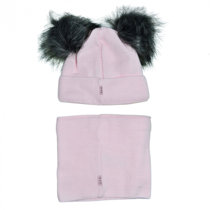 Set doua piese caciula si fular pentru fete Mini Junior 42-464, Roz [2]