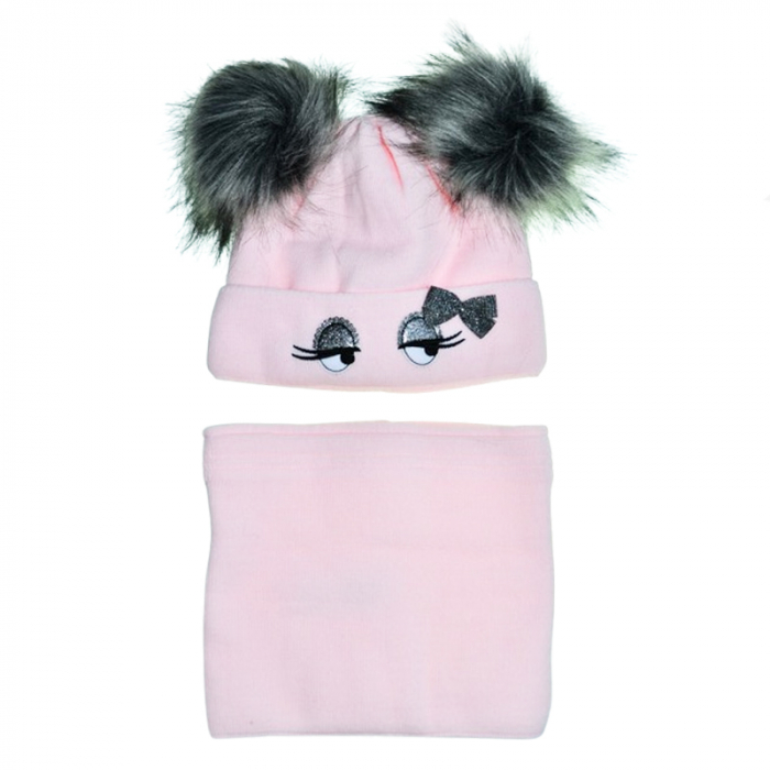 Set doua piese caciula si fular pentru fete Mini Junior 42-464, Roz [1]
