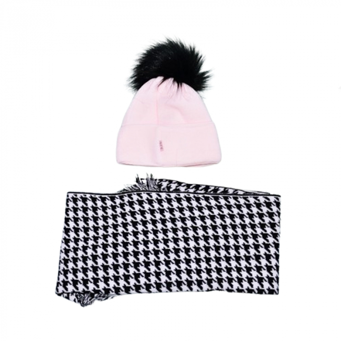 Set doua piese caciula si fular tip esarfa pentru fete Mini Junior 48-399-C, Roz [2]