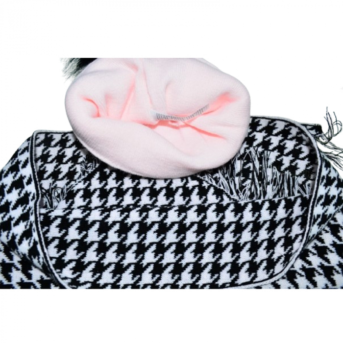 Set doua piese caciula si fular tip esarfa pentru fete Mini Junior 48-399-C, Roz [3]