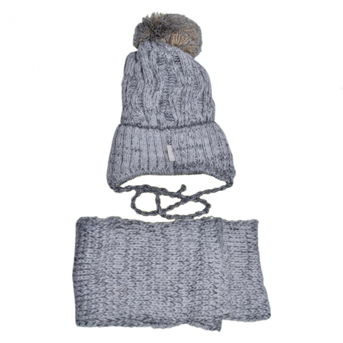 Set doua piese caciula si fular pentru baieti Mini Junior 44-415, Gri [2]