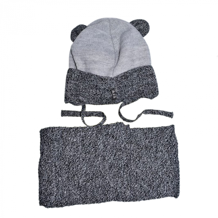 Set doua piese caciula si fular pentru baieti Mini Junior 42-418, Gri [2]
