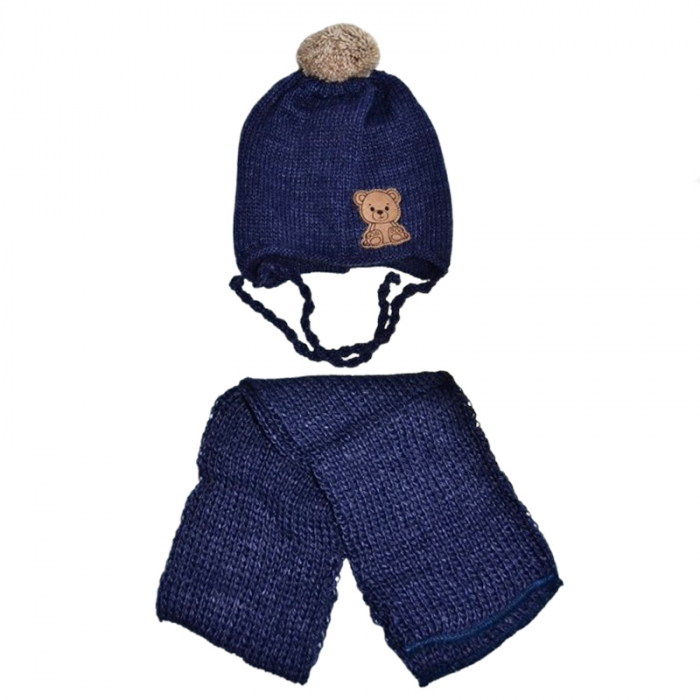 Set doua piese caciula si fular pentru baieti Mini Junior 44-418, Bleumarin [1]