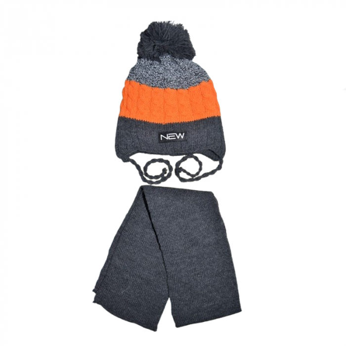 Set doua piese caciula si fular pentru baieti Mini Junior 46-418, Gri [1]