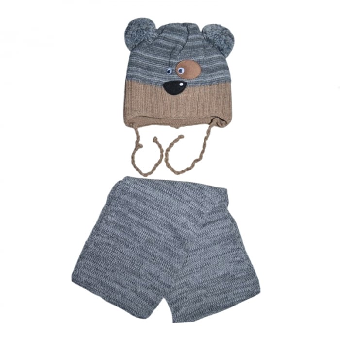 Set doua piese caciula si fular pentru baieti Mini Junior 44-419, Gri [1]