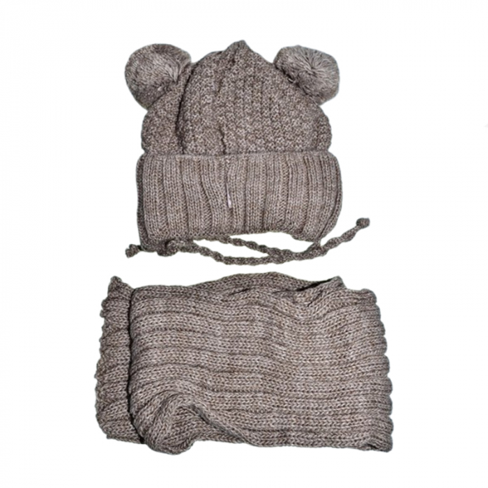 Set doua piese caciula si fular pentru baieti Mini Junior 48-312-A, Maro [2]