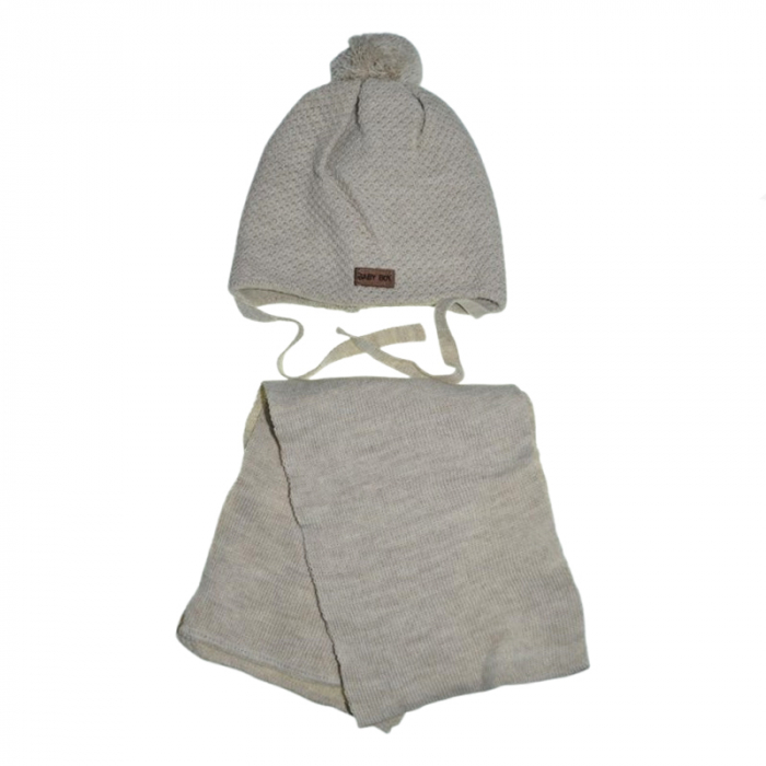 Set doua piese caciula si fular pentru baieti Mini Junior 48-315, Bej [1]