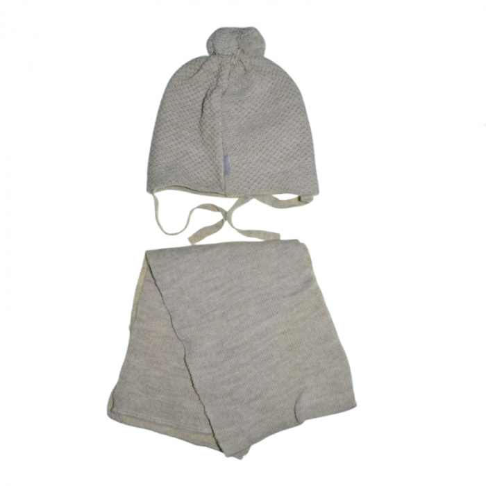 Set doua piese caciula si fular pentru baieti Mini Junior 48-315, Bej [2]