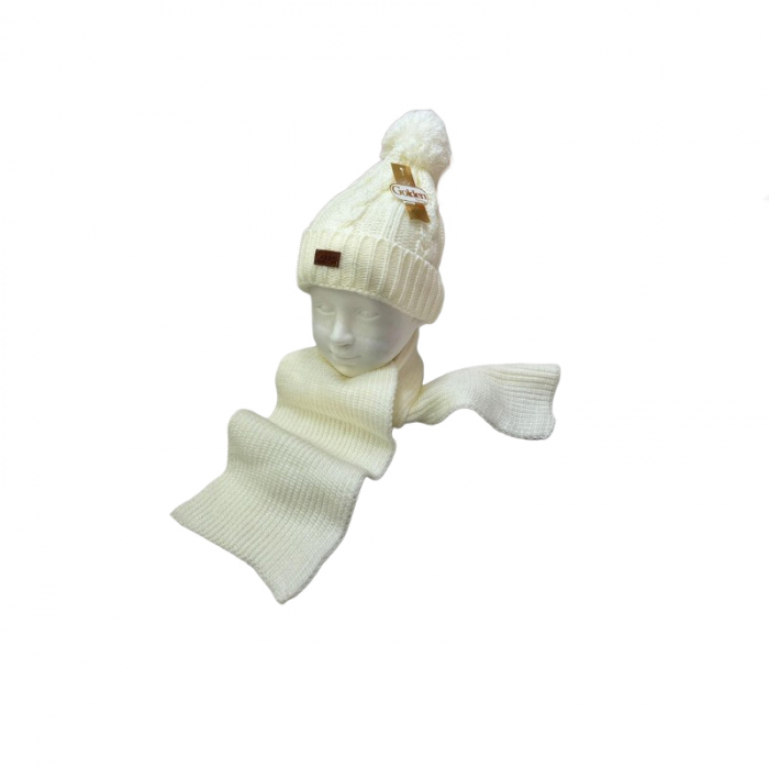 Set doua piese caciula si fular pentru copii Mini Junior CLA-MJ21, Crem [4]