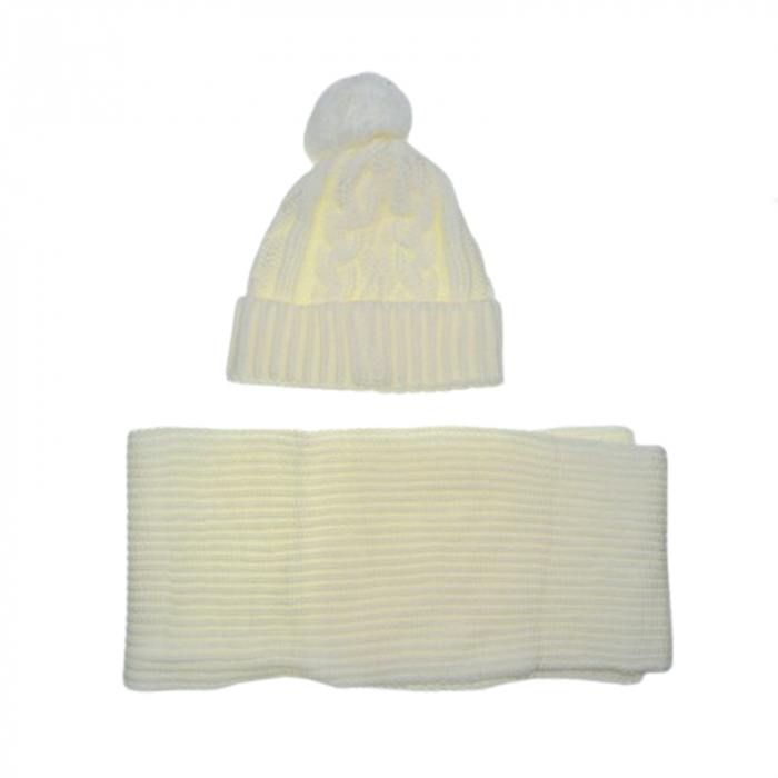 Set doua piese caciula si fular pentru copii Mini Junior CLA-MJ21, Crem [2]