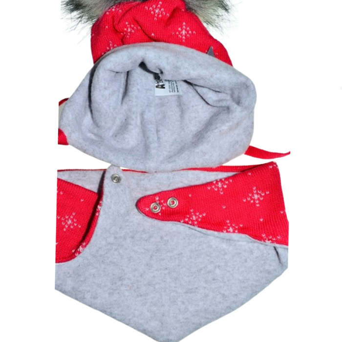 Set doua piese caciula si fular pentru fete Mini Junior 38-409, Rosu [3]