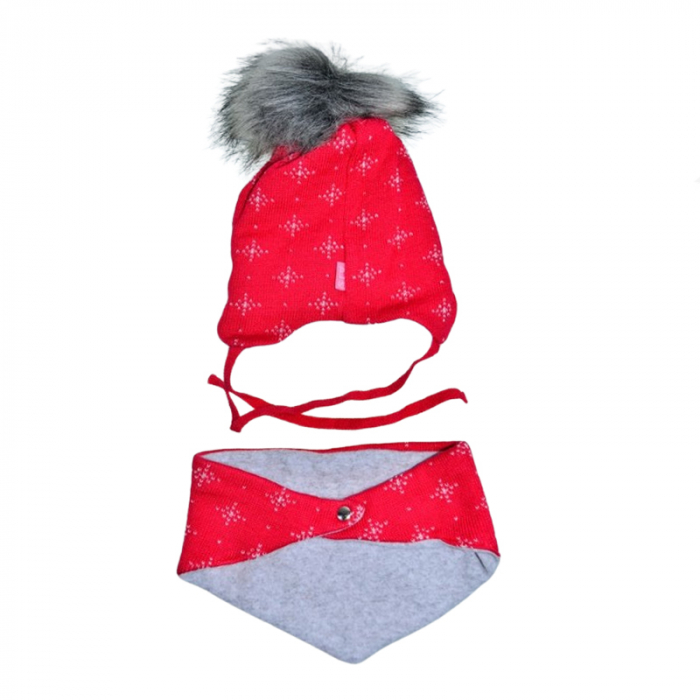 Set doua piese caciula si fular pentru fete Mini Junior 38-409, Rosu [2]
