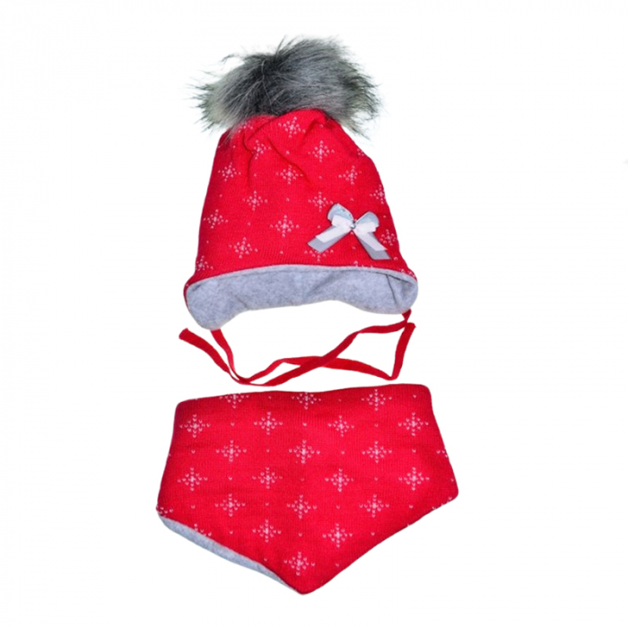 Set doua piese caciula si fular pentru fete Mini Junior 38-409, Rosu [1]