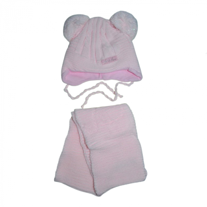 Set doua piese caciula si fular pentru fete Mini Junior 44-431, Roz [1]