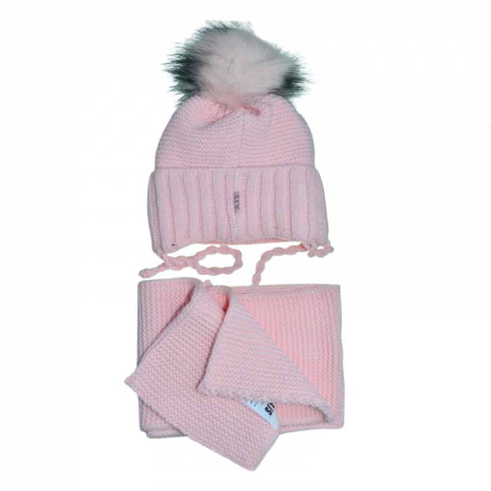 Set doua piese caciula si fular pentru fete Mini Junior 46-405, Roz [2]
