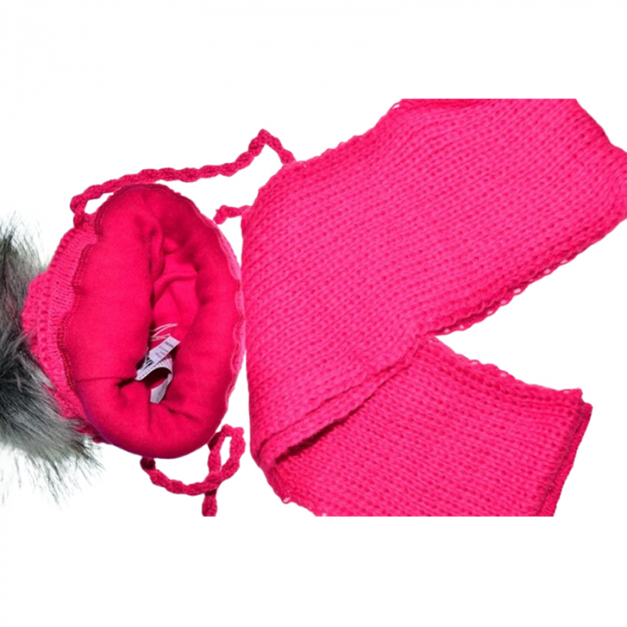 Set doua piese caciula si fular pentru fete Mini Junior 46-407, Fucsia [2]