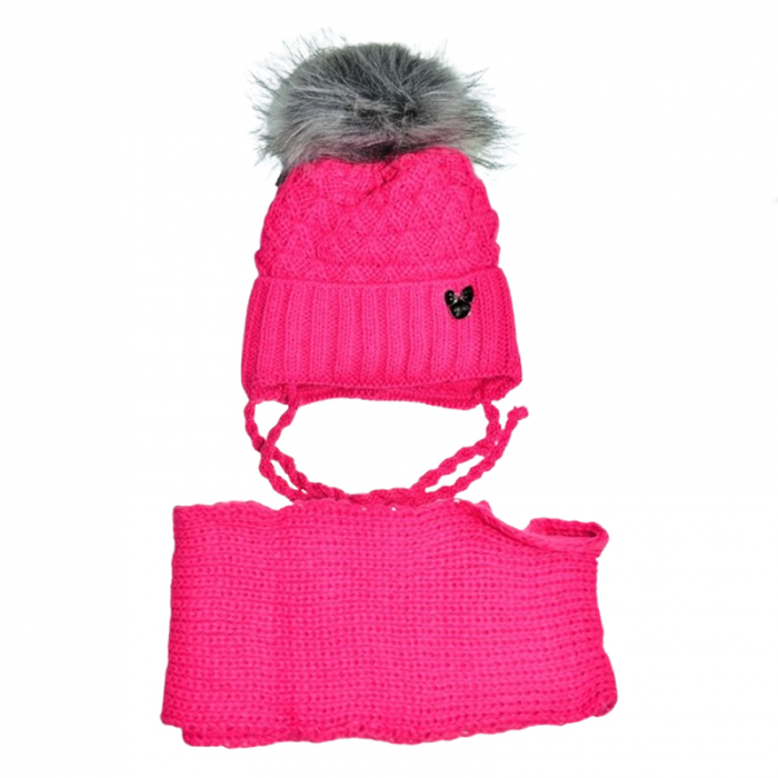 Set doua piese caciula si fular pentru fete Mini Junior 46-407, Fucsia [1]
