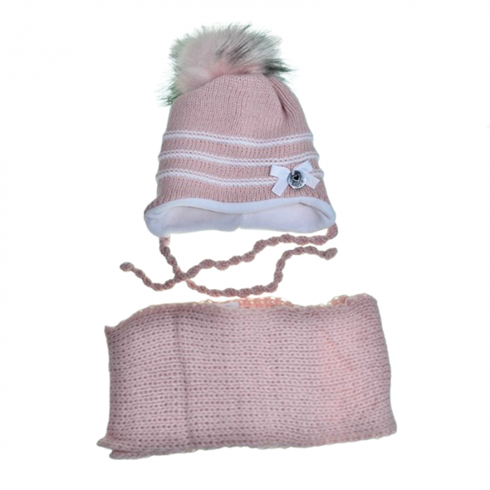 Set doua piese caciula si fular pentru fete Mini Junior 46-408, Coral [1]