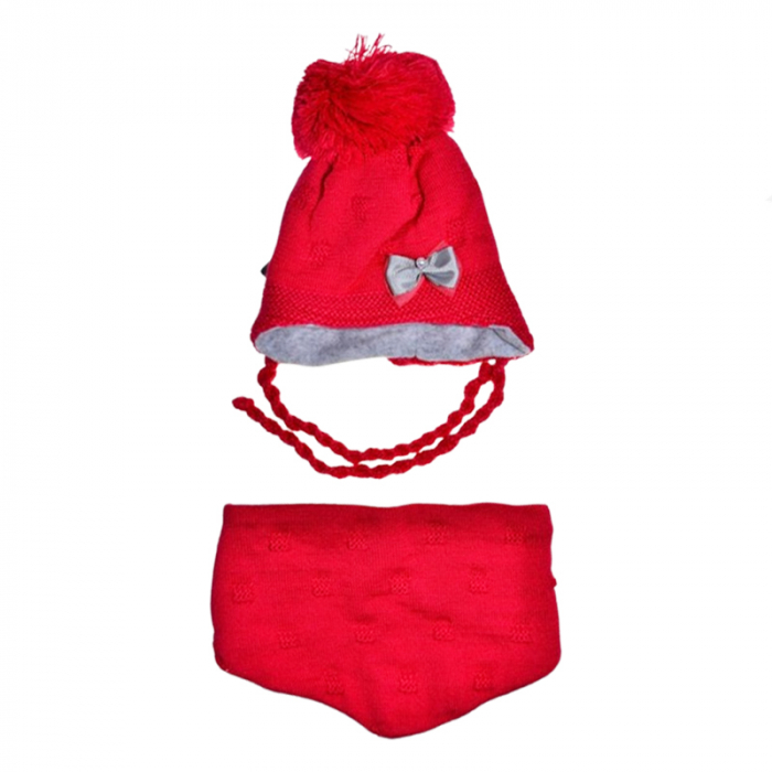 Set doua piese caciula si fular pentru fete Mini Junior 40-400, Rosu [1]