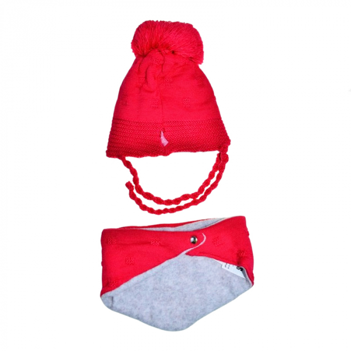 Set doua piese caciula si fular pentru fete Mini Junior 40-400, Rosu [2]