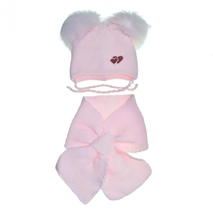 Set doua piese caciula si fular pentru fete Mini Junior 46-421, Roz [1]