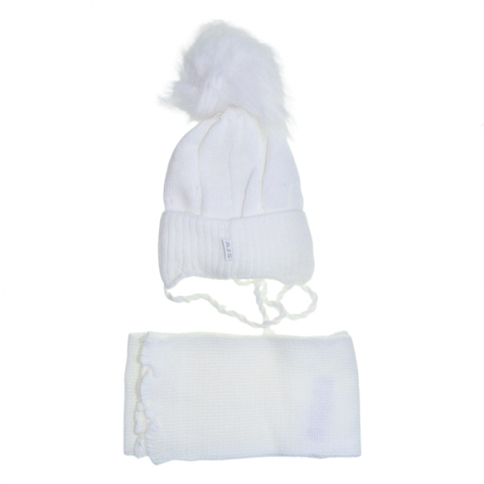 Set doua piese caciula si fular pentru fete Mini Junior 48-302-A, Alb [2]