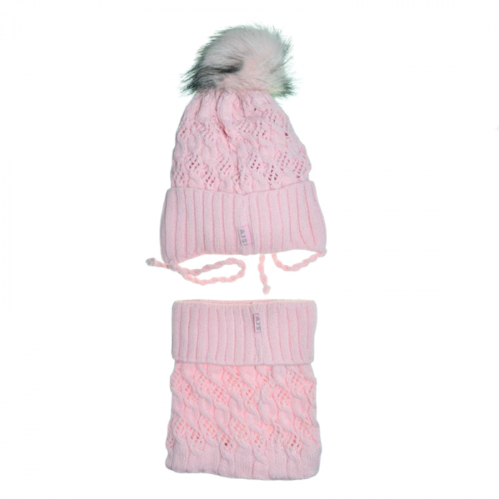 Set doua piese caciula si fular pentru fete Mini Junior 46-447, Roz [2]