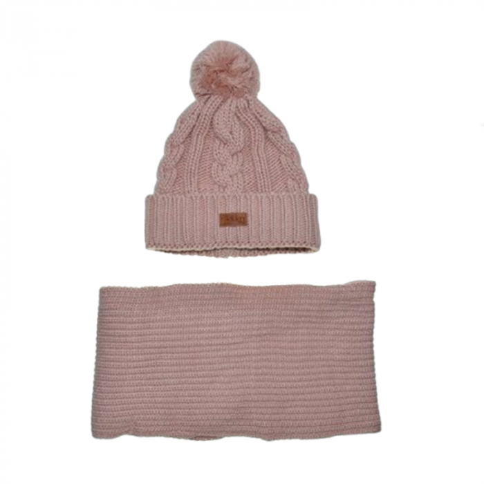 Set doua piese caciula si fular pentru fete Mini Junior CLA-MJ22, Roz [1]
