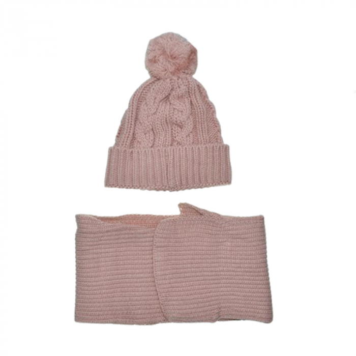 Set doua piese caciula si fular pentru fete Mini Junior CLA-MJ22, Roz [2]