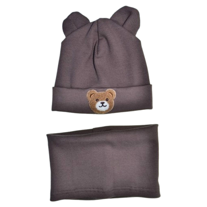 Set 2 piese caciula si guler, pentru baieti, Mini Junior C3010M-46, Maro [1]