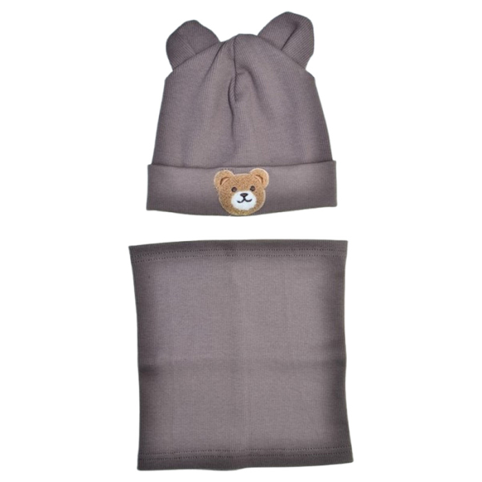 Set 2 piese caciula si guler, pentru baieti, Mini Junior C3010M-46, Maro [2]