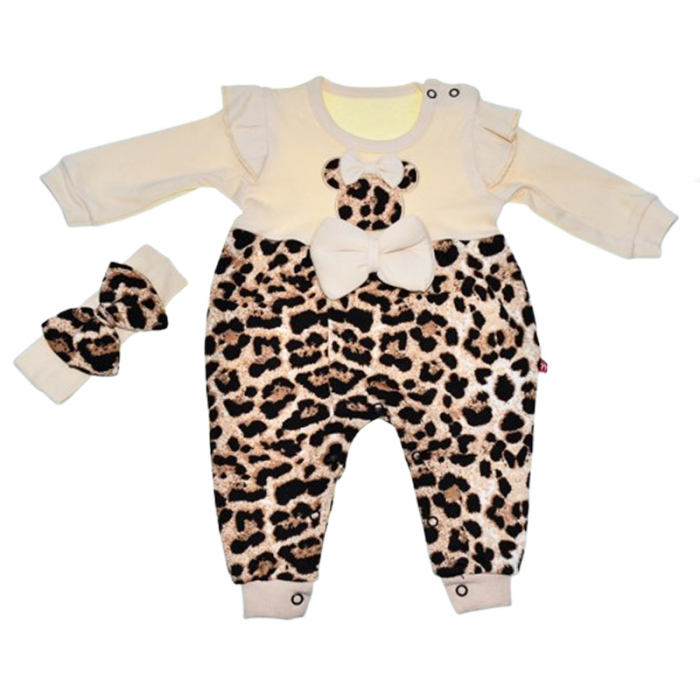 Set doua piese salopeta si bentita pentru fete Mini Junior SALMJ-38, Crem [1]