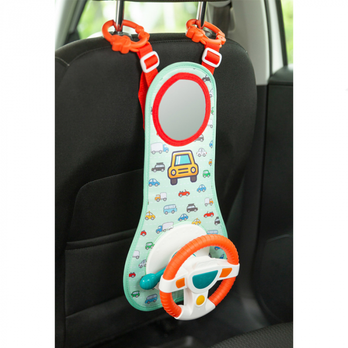 Set Interactiv volan cu sunete, lumini si oglinda, de agatat in masina Toyz HE0623, Multicolor [6]