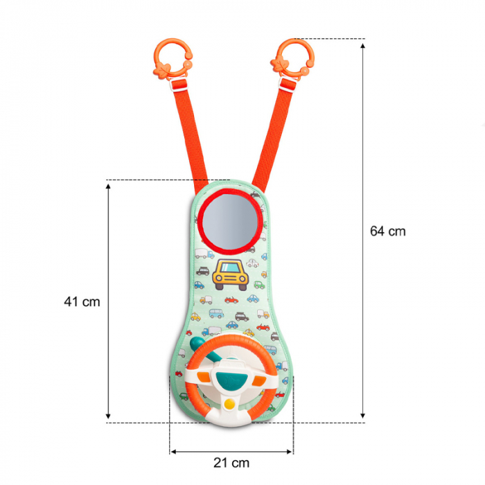 Set Interactiv volan cu sunete, lumini si oglinda, de agatat in masina Toyz HE0623, Multicolor [7]