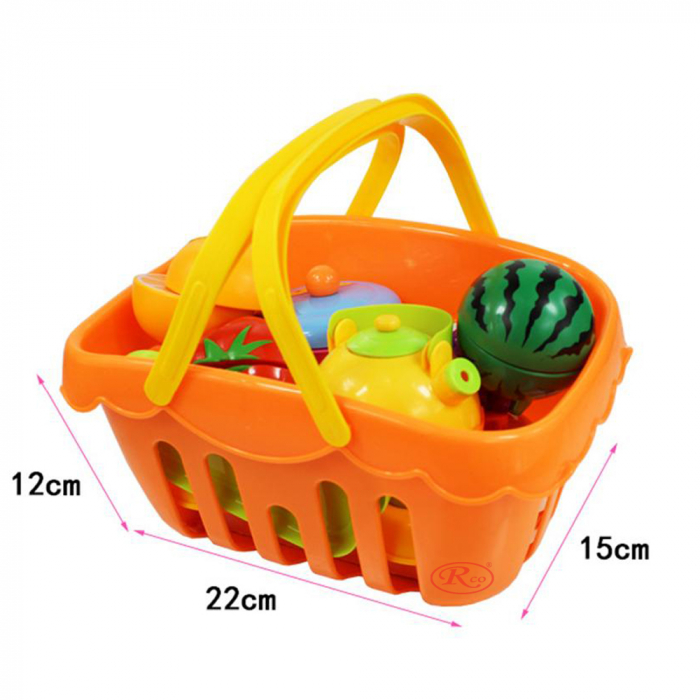 Set jucarii pentru copii cos cu fructe si legume de taiat, Super Market,14 piese WP 3504-A [2]