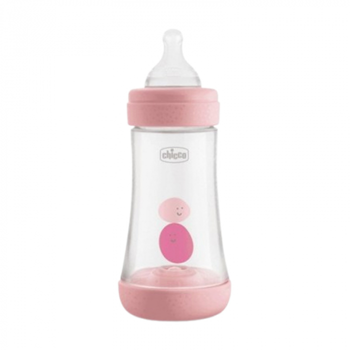 Set lanț, suzetă și biberon din polipropilena cu tetina din silicon 150 ml, Chicco Natural Feeling 122172R, Roz [3]