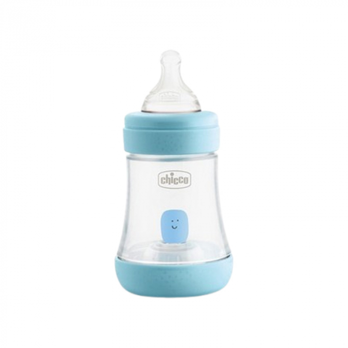 Set lanț, suzetă și biberon din polipropilena cu tetina din silicon 150 ml, Chicco Natural Feeling 122189A, Albastru [2]