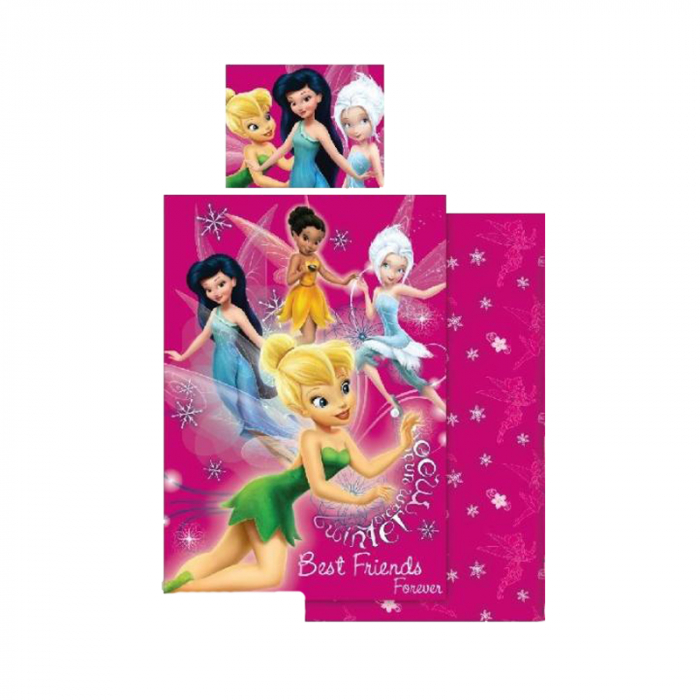 Set lenjerie de pat 2 piese 140 x 200 cm pentru copii Disney Fairies LDF-3, Multicolor [5]