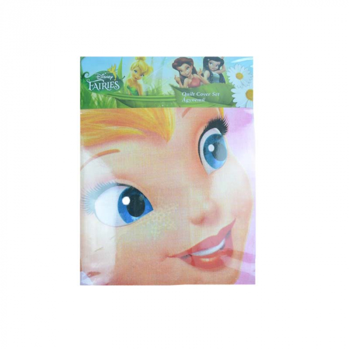 Set lenjerie de pat 2 piese 140 x 200 cm pentru copii Disney Fairies LDF-3, Multicolor [2]