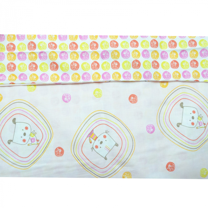 Set lenjerie de pat 3 piese 100 x 135 cm pentru bebelusi Blanca F23, Multicolor [2]