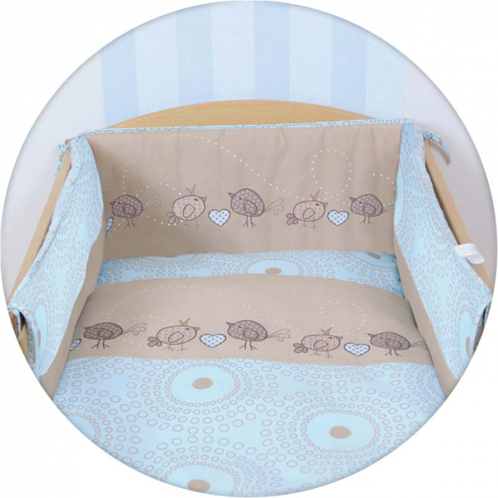 Set lenjerie de pat 3 piese pentru bebelusi Ceba Baby Birdies 800-046-230, Multicolor [2]
