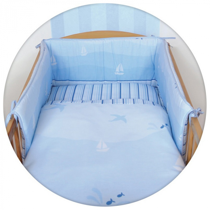 Set lenjerie de pat 3 piese pentru bebelusi Ceba Baby Zaglowki 802-042-190, Multicolor [2]