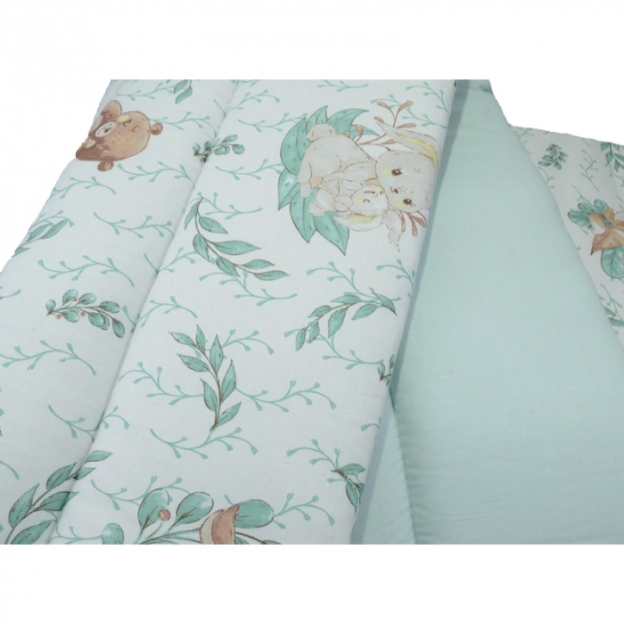 Set lenjerie de pat 3 piese pilota, perna si protectie laterala 120 x 90 cm MimiNu 287062, Verde [2]